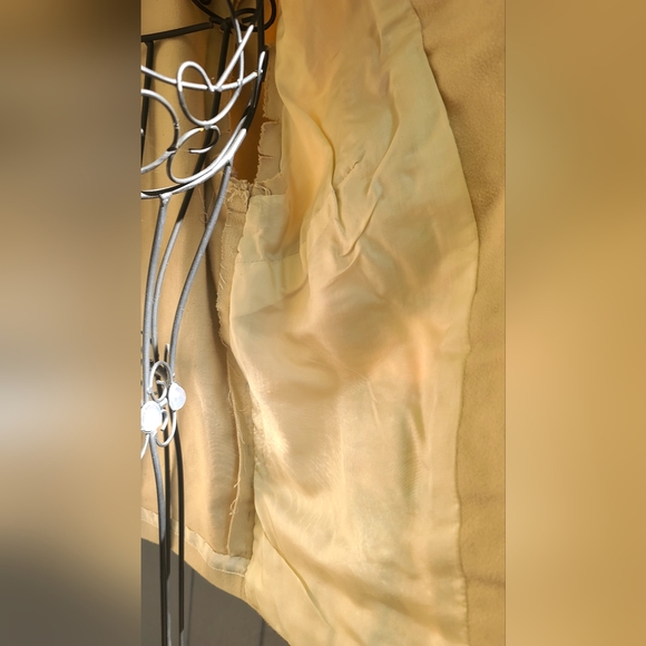 Vintage handmade floral embroidery tan/camel suit jacket lined szS/M - Picture 9 of 10